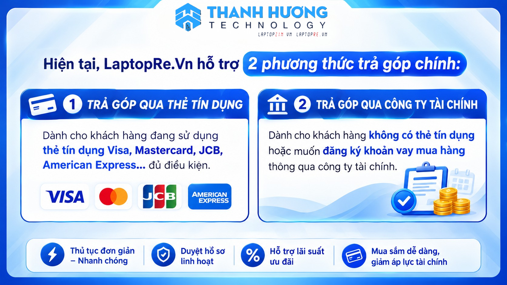 Chính sách mua laptop trả góp tại Thanh Hương Technology