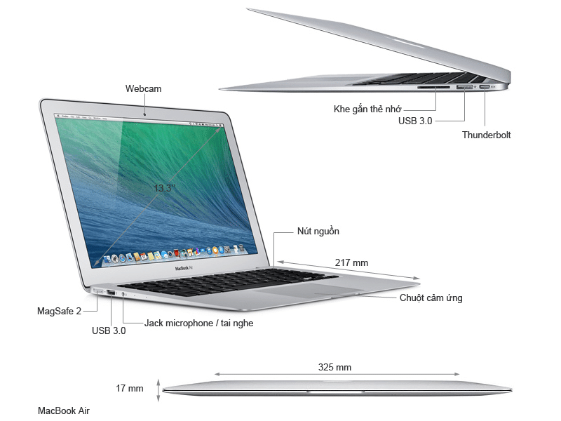 Cổng kết nối trên Macbook Air 13 2014