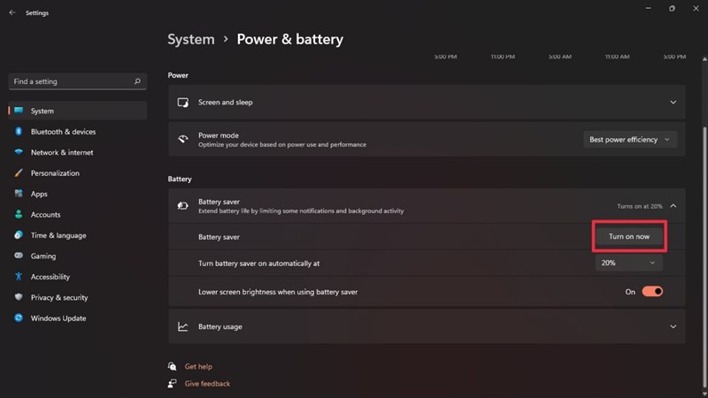 c&aacute;ch bật chế độ tiết kiệm pin bằng windows 11