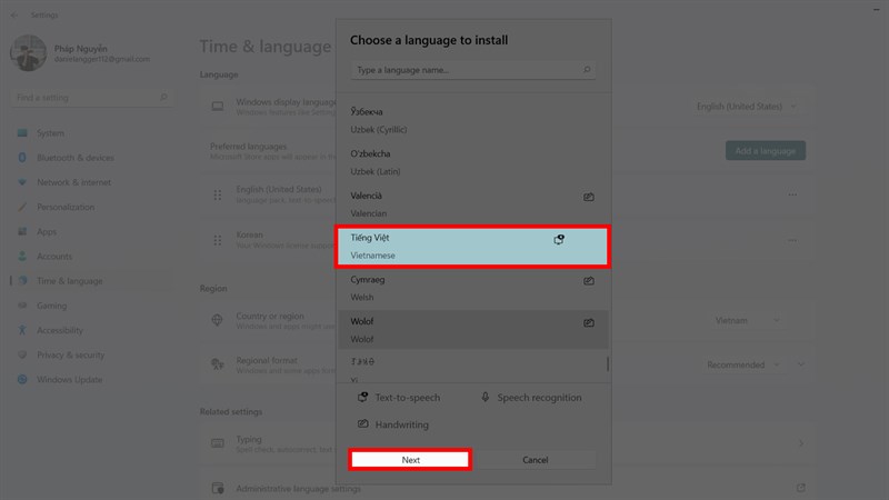C&aacute;ch c&agrave;i đặt tiếng việt cho windows 11