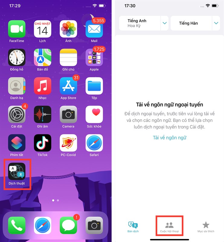 C&aacute;ch dịch trực tiếp đoạn hội thoại tr&ecirc;n iphone