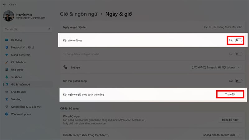 C&aacute;ch điều chỉnh ng&agrave;y giờ tr&ecirc;n windows 11