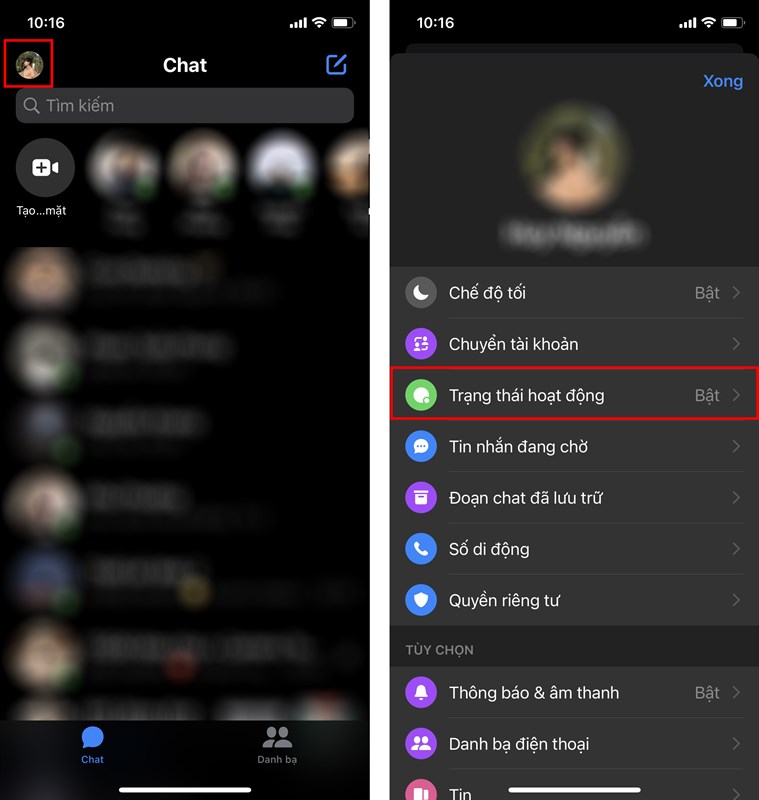 C&aacute;ch tắt trạng th&aacute;i online tr&ecirc;n Messenger