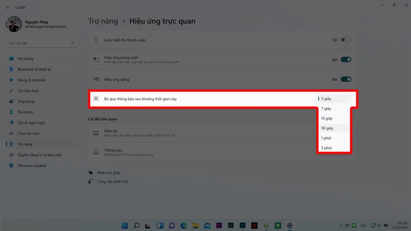 C&aacute;ch chỉnh th&ocirc;ng b&aacute;o tr&ecirc;n windows 11