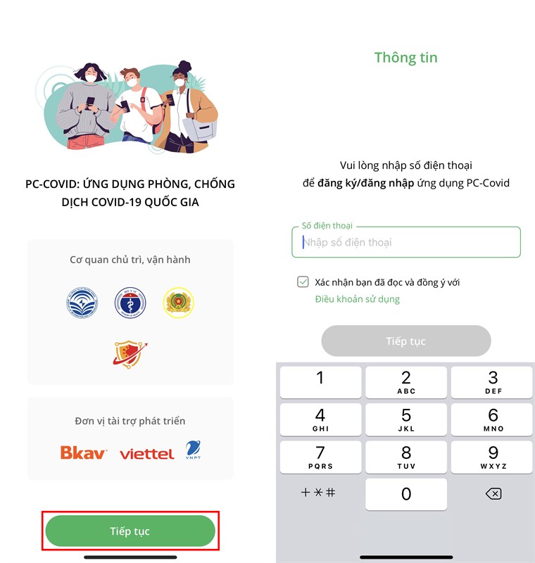 Bước 2 mở ứng dụng pc covid