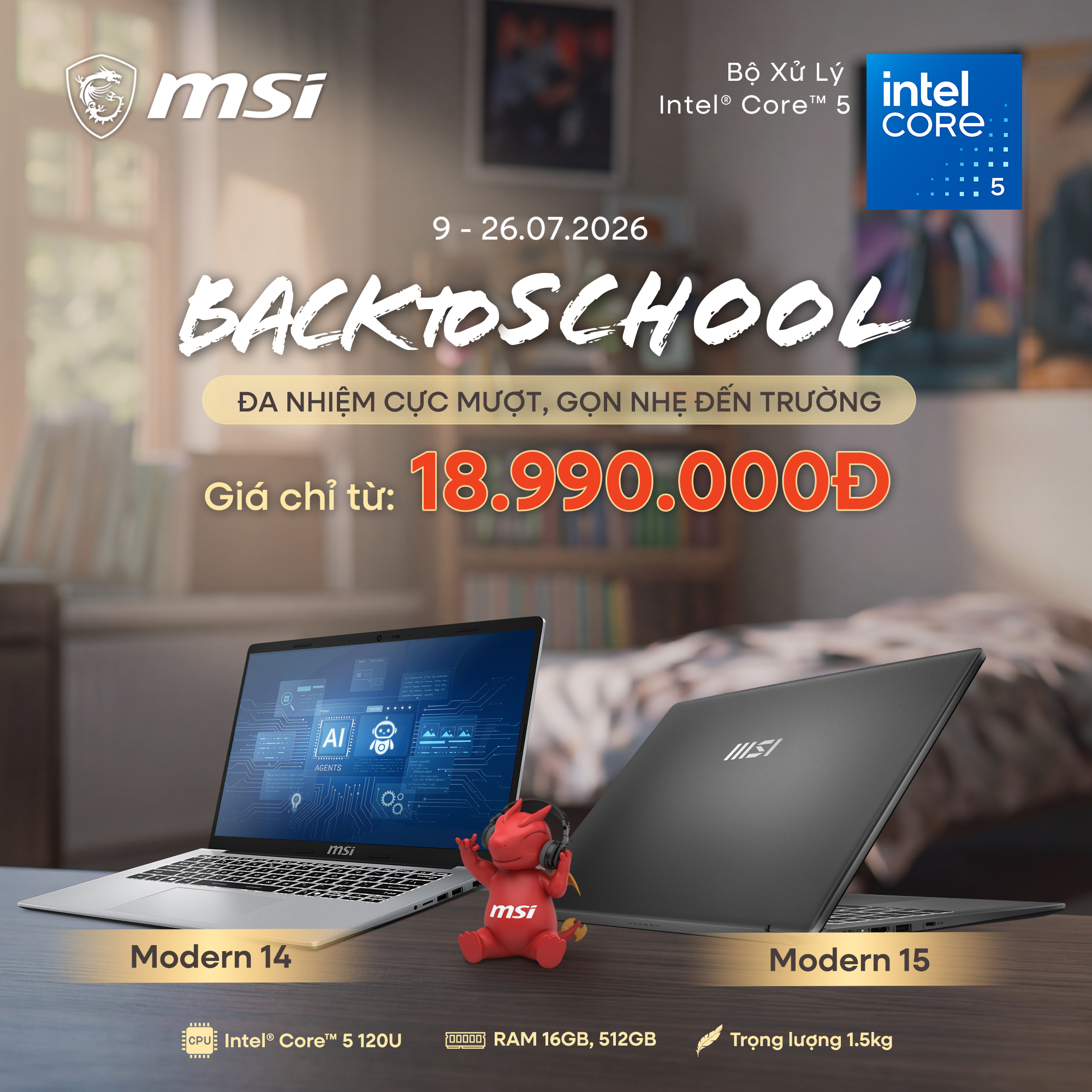 MSI Modern 14 & Modern 15 ưu đãi chỉ từ 18.990.000 VNĐ