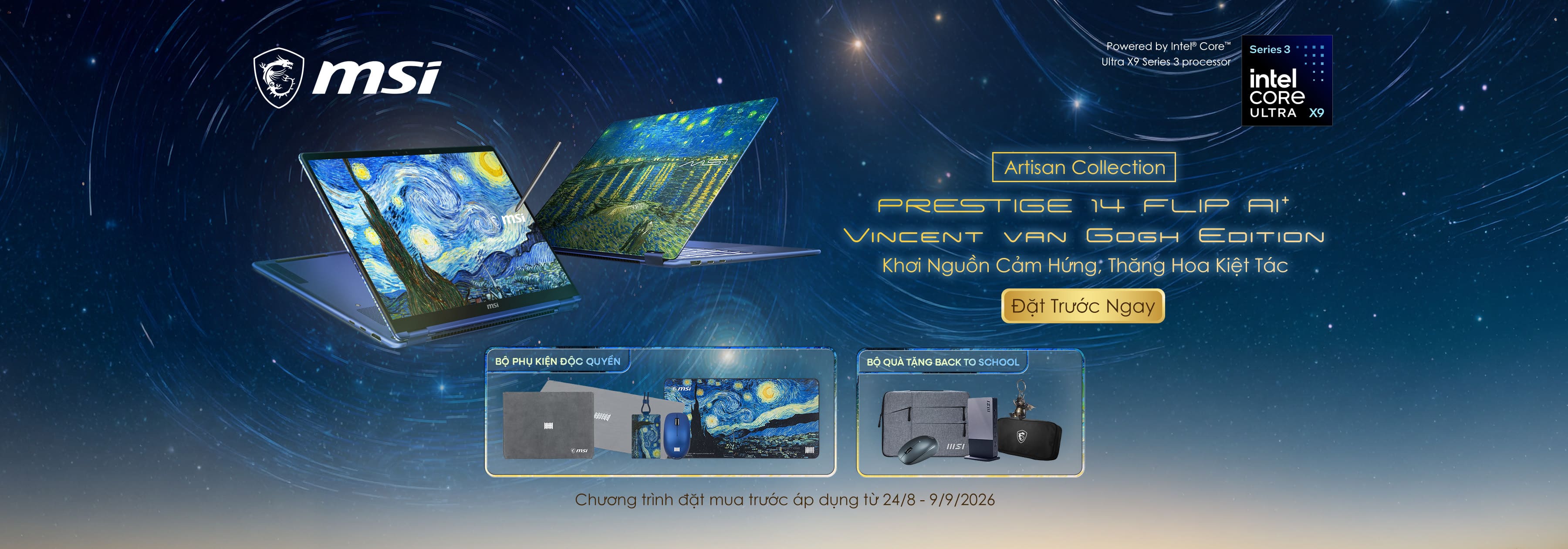 Đặt Trước Msi Prestige 14 Flip Ai+ Vincent Van Gogh Edition - Nhận Trọn Bộ Quà Tặng Độc Quyền