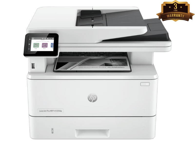 Máy In Laser Trắng Đen Đa Năng HP LaserJet Pro 4103fdw-2Z629A (A4/A5/ In/ Copy/ Scan/ Fax/ Đảo mặt/ ADF/ USB/ LAN/ WIFI) - Mới 100% chính hãng