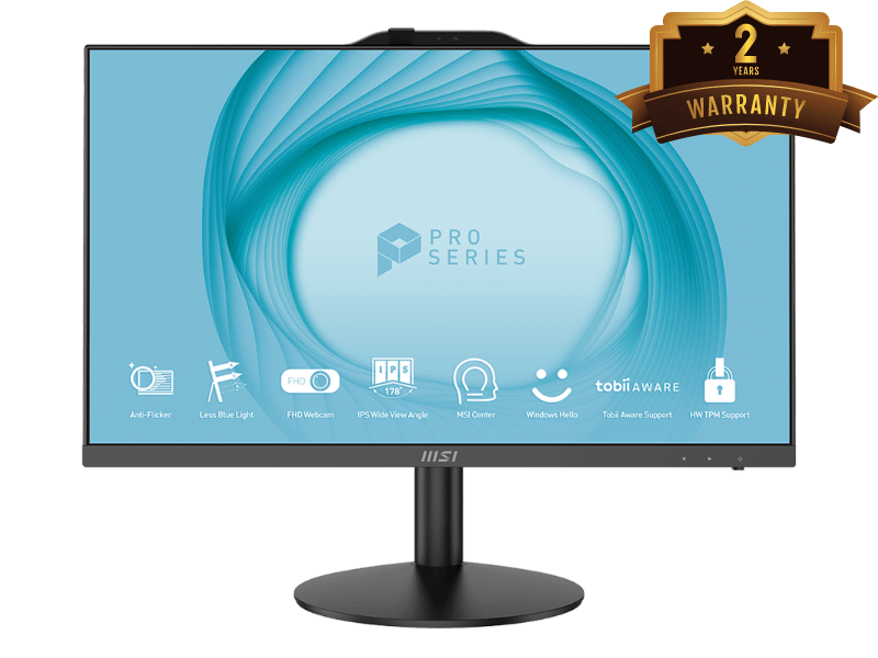 Máy tính PC All in one MSI AIO PRO-AP242-12M-213VN (Core i5-12400/ 8GB/ 250GB SSD/ 23.8" FHD/WEBCAM /WLax/BT5/WL_KB/WL_M/W11H/ĐEN) MS- AE06