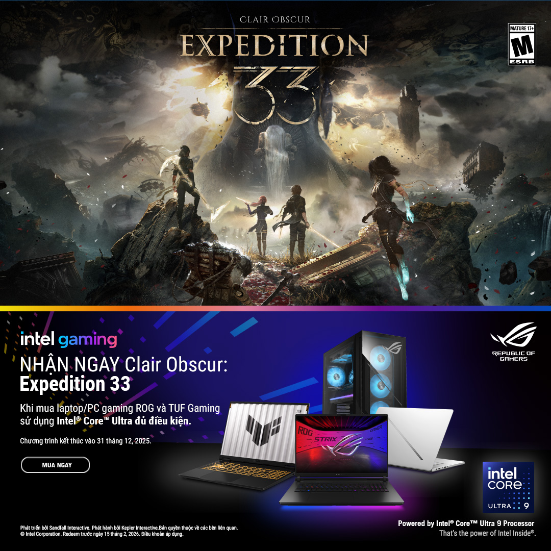 Tặng Tựa Game Clair Obscur: Expedition 33 khi mua ASUS ROG chip tel® Core™ Ultra